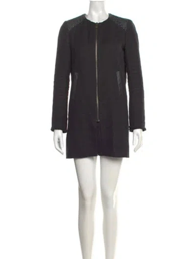 Pre-owned Maje Crew Neck Mini Dress In Gray
