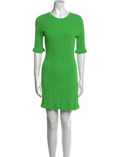 Pre-owned Maje Crew Neck Mini Dress In Green