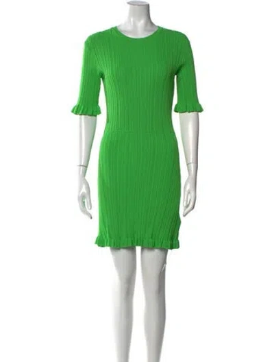 Pre-owned Maje Crew Neck Mini Dress In Green