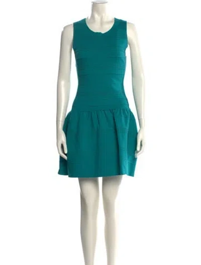 Pre-owned Maje Crew Neck Mini Dress In Green
