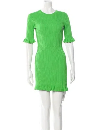 Pre-owned Maje Crew Neck Mini Dress In Green
