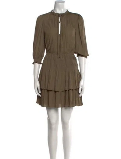 Pre-owned Maje Crew Neck Mini Dress In Green