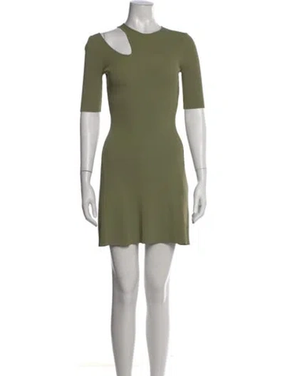 Pre-owned Maje Crew Neck Mini Dress In Green