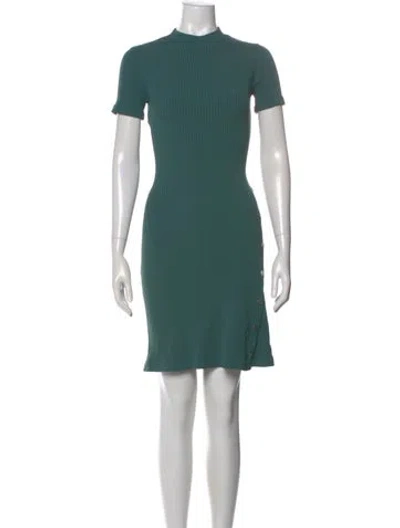 Pre-owned Maje Crew Neck Mini Dress In Green