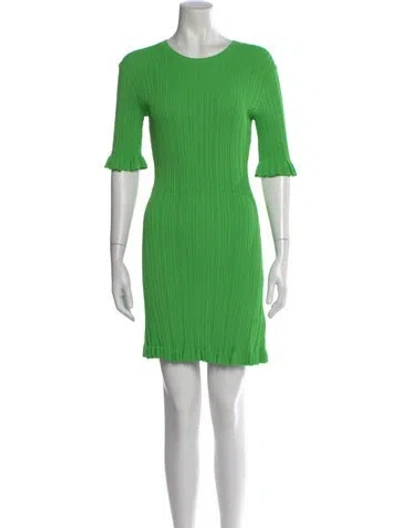 Pre-owned Maje Crew Neck Mini Dress In Green