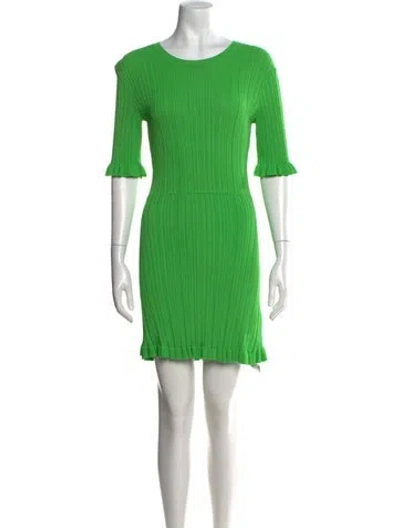 Pre-owned Maje Crew Neck Mini Dress In Green