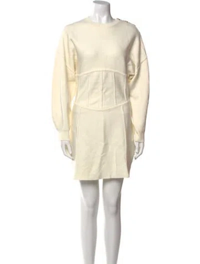Pre-owned Maje Crew Neck Mini Dress In Neutral
