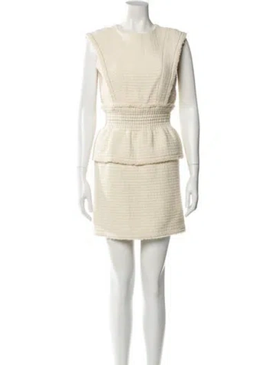 Pre-owned Maje Crew Neck Mini Dress In Neutral
