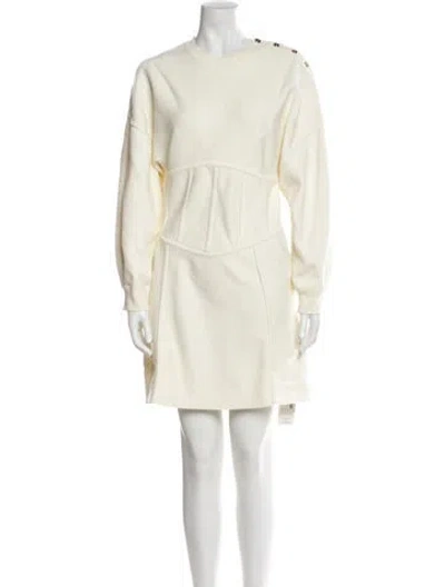 Pre-owned Maje Crew Neck Mini Dress In Neutral