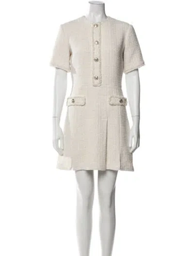 Pre-owned Maje Crew Neck Mini Dress In Neutral