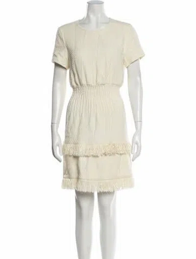 Pre-owned Maje Crew Neck Mini Dress In Neutral