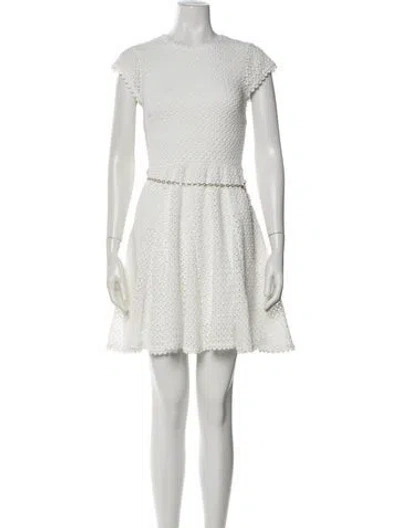 Pre-owned Maje Crew Neck Mini Dress In Neutral