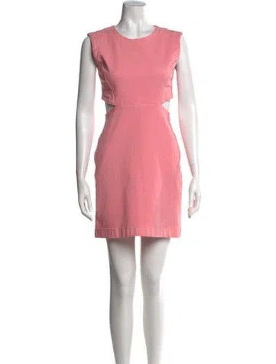 Pre-owned Maje Crew Neck Mini Dress In Pink