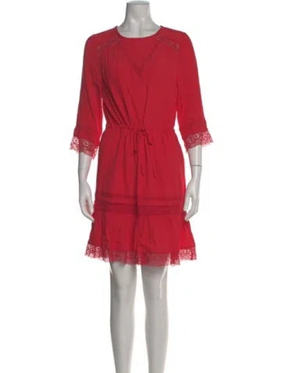 Pre-owned Maje Crew Neck Mini Dress In Pink
