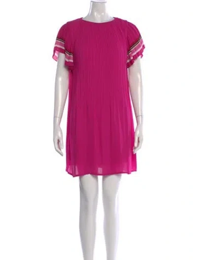 Pre-owned Maje Crew Neck Mini Dress In Pink