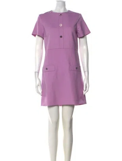 Pre-owned Maje Crew Neck Mini Dress In Purple
