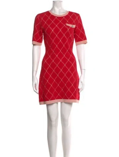Pre-owned Maje Crew Neck Mini Dress In Red
