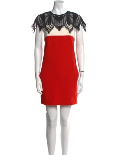 Pre-owned Maje Crew Neck Mini Dress In Red