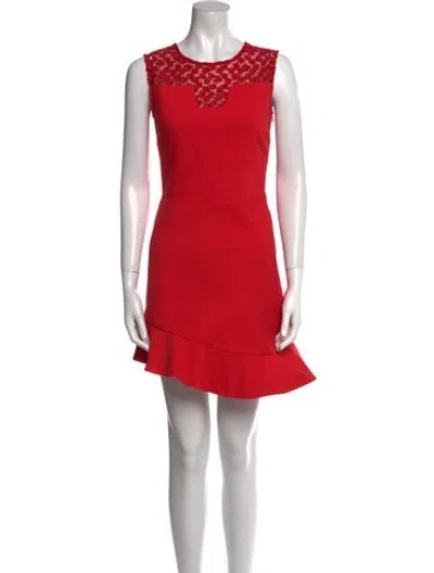 Pre-owned Maje Crew Neck Mini Dress In Red
