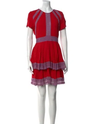 Pre-owned Maje Crew Neck Mini Dress In Red