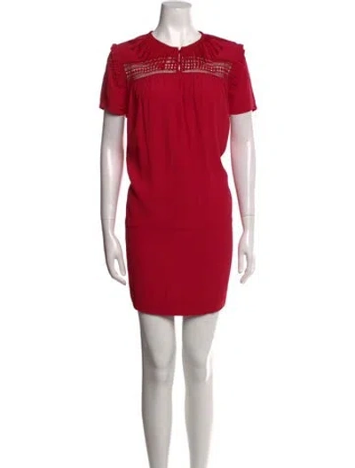 Pre-owned Maje Crew Neck Mini Dress In Red