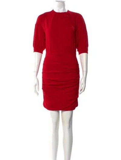 Pre-owned Maje Crew Neck Mini Dress In Red