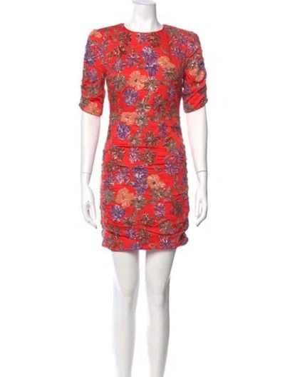 Pre-owned Maje Crew Neck Mini Dress In Red