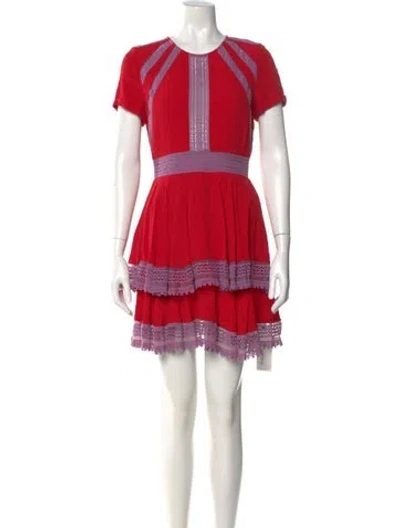 Pre-owned Maje Crew Neck Mini Dress In Red