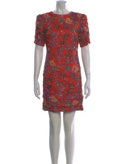 Pre-owned Maje Crew Neck Mini Dress In Red