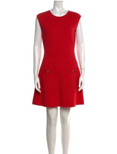 Pre-owned Maje Crew Neck Mini Dress In Red