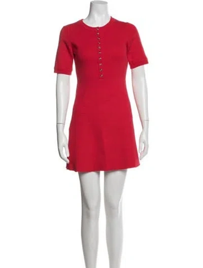 Pre-owned Maje Crew Neck Mini Dress In Red