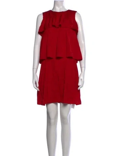 Pre-owned Maje Crew Neck Mini Dress In Red