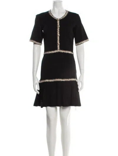 Pre-owned Maje Crew Neck Mini Dress W/ Tags In Black