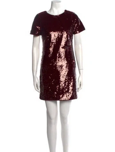 Pre-owned Maje Crew Neck Mini Dress W/ Tags In Burgundy