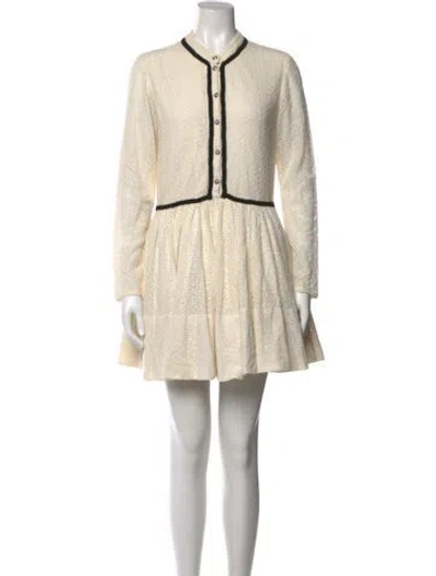 Pre-owned Maje Crew Neck Mini Dress In White