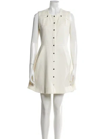 Pre-owned Maje Crew Neck Mini Dress In White