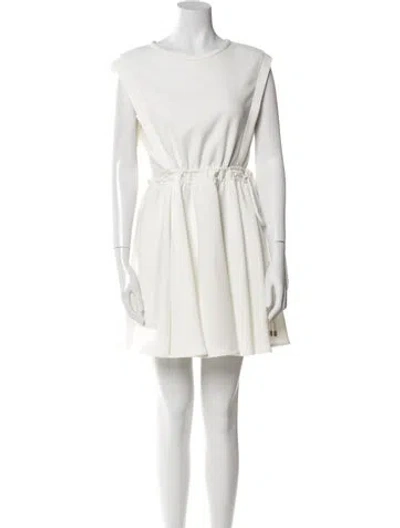 Pre-owned Maje Crew Neck Mini Dress In White