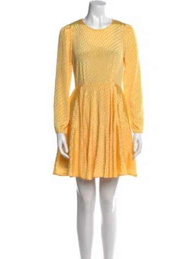 Pre-owned Maje Crew Neck Mini Dress In Yellow