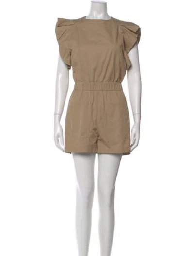 Pre-owned Maje Crew Neck Romper In Brown