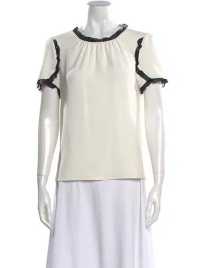 Pre-owned Maje Crew Neck Short Sleeve Blouse In Neutral