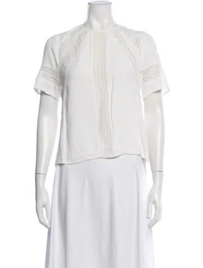 Pre-owned Maje Crew Neck Short Sleeve Blouse In Neutrals