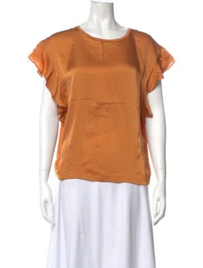 Pre-owned Maje Crew Neck Short Sleeve Blouse In Orange