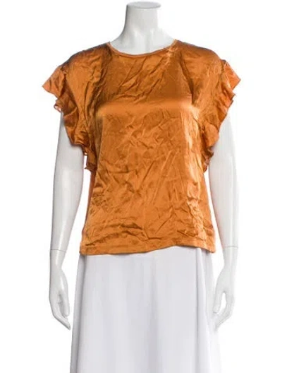 Pre-owned Maje Crew Neck Short Sleeve Blouse In Orange