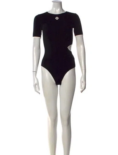 Pre-owned Maje Crew Neck Short Sleeve Bodysuit In Black