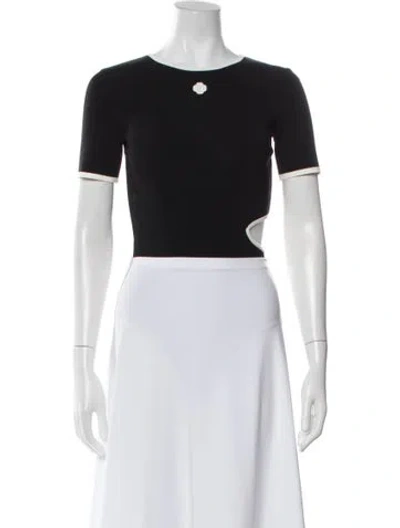 Pre-owned Maje Crew Neck Short Sleeve Bodysuit In Black
