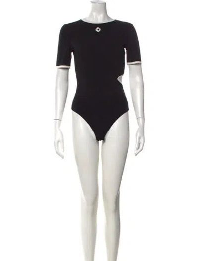 Pre-owned Maje Crew Neck Short Sleeve Bodysuit In Black