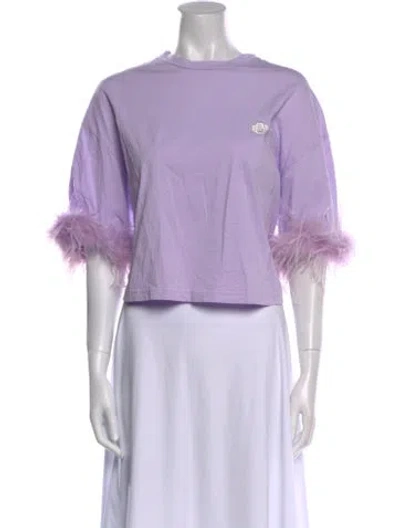 Pre-owned Maje Crew Neck Short Sleeve Crop Top In Purple