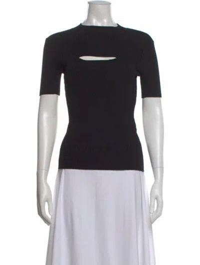 Pre-owned Maje Crew Neck Short Sleeve Top In Black
