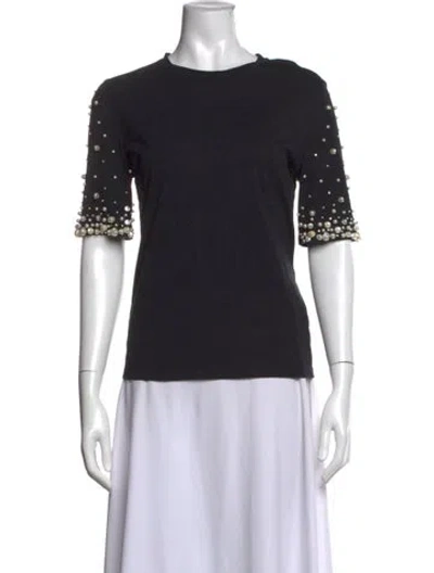 Pre-owned Maje Crew Neck Short Sleeve Top In Black