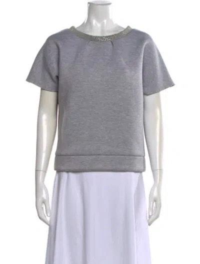 Pre-owned Maje Crew Neck Short Sleeve Top In Gray